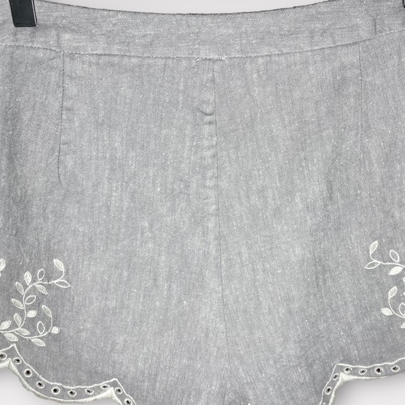 Free People Life's Too Short Scalloped Hem Short Heathered Gray Size 12 Linen - Picture 15 of 15